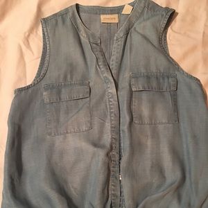Chico cute denim sleeveless top size med